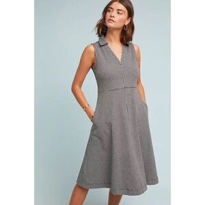 Anthropolgie Maeve Black‎ White Check Gingham Sleeveless Collared Knit Dress 2